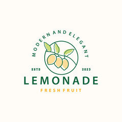 Lemon Logo, Fresh Lemon Juice Illustration Design For Minimalist, Elegant, Luxurious Plantation