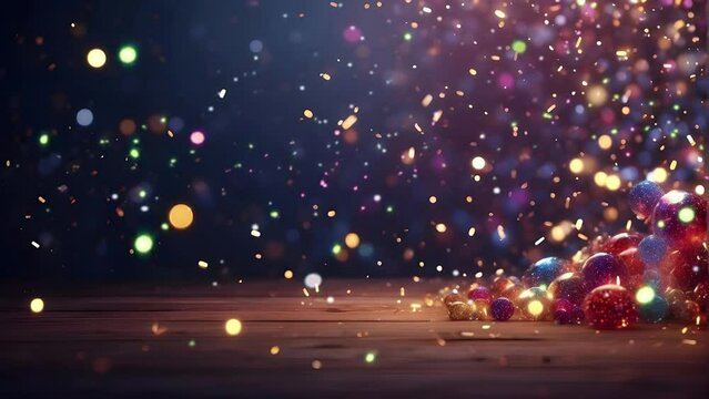 falling celebration particles lights background