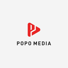 Media Icon and Letter P Logo Design