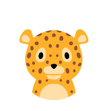 Cheetah Animal illustration png cute head and shoulder