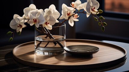 white orchid on a table in the room