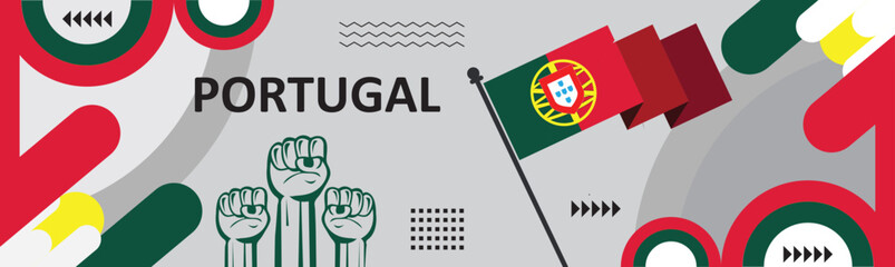 Portugal national day banner design. Portuguese flag color,independence day banner background..eps - obrazy, fototapety, plakaty