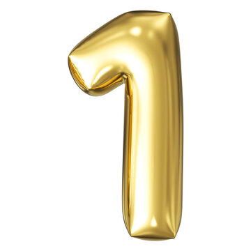gold number 1 - balloon 3d render
