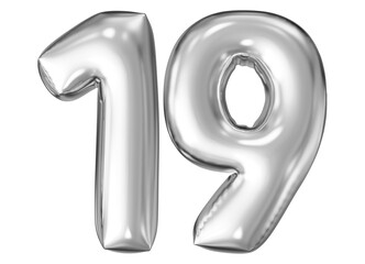 silver number 19 - balloon 3d render