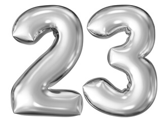 silver number 23 - balloon 3d render