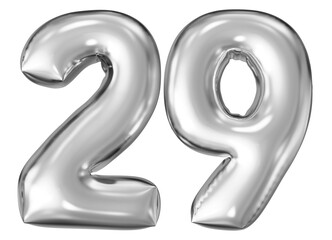 silver number 29 - balloon 3d render