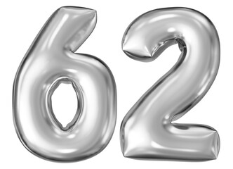 silver number 62 - balloon 3d render