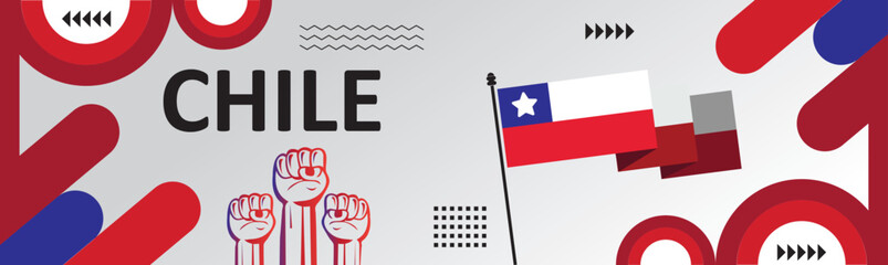 Chile National day Creative Banner Design, flag color background,independence day background design,.eps