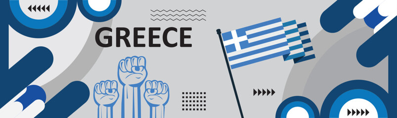 Obraz premium Greece national day banner design,Greek flag color background banner design,independence day banner background..eps