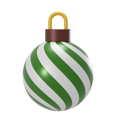 Green and White color christmas ball, Celebration , 3D Icon, Decoration