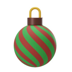 Red and Green color christmas ball, Celebration , 3D Icon, Decoration