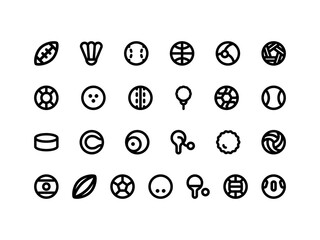 Sports Ball Icon Pack Outline Style. Game Icons Collection Perfect for Websites, Landing Pages, Mobile Apps, and Presentations. Suitable for User Interface or User Experience UI UX.