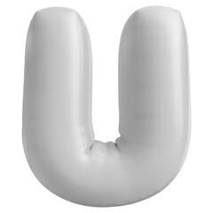 White Font Letter U Bubble 3D Render Alphabet