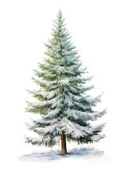 Obraz premium Christmas tree covered snow .isolated on white background. Generated by AI.