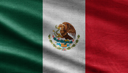 Realistic photo of the Mexico flag. Close up waving flag of Mexico. flag symbols of Mexico.