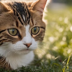 Obraz premium cat on grass