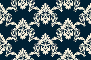 Ethnic ikat seamless pattern in tribal. Aztec geometric ethnic ornament print. Ikat pattern style. Design for background, wallpaper, illustration, fabric, clothing, carpet, textile, batik, embroidery.