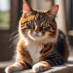 Naklejka premium cat on grass