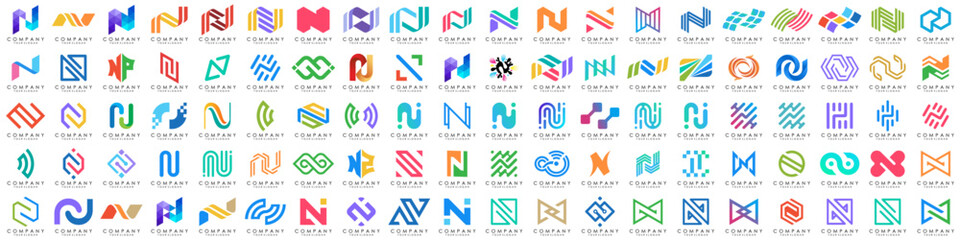 collection abstract letter N logo design. modern logotype N design with colorful. vector illustration