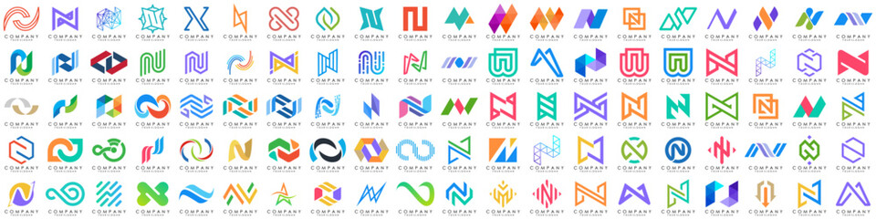 collection abstract letter N logo design. modern logotype N design with colorful. vector illustration