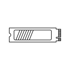 NVMe M.2 PCI-Express (PCI-E) Solid State Drive (SSD) in outline sketch icon. Vector illustration of computer peripheral in trendy style. Editable graphic resources for many purposes.