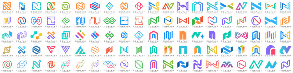 collection abstract letter N logo design. modern logotype N design with colorful. vector illustration