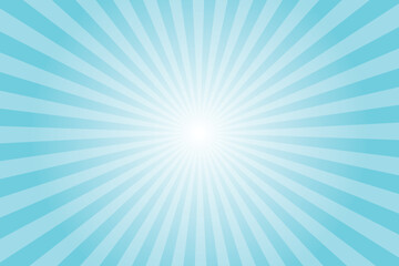 Cyan retro vintage style background with sun rays. Aqua sunburst background. Vector illustration