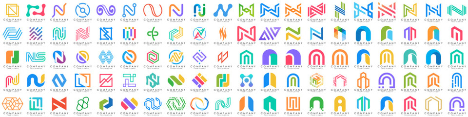 collection abstract letter N logo design. modern logotype N design with colorful. vector illustration