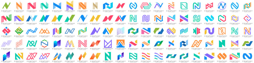 collection abstract letter N logo design. modern logotype N design with colorful. vector illustration