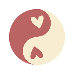 Yin yang symbol with love symbol.