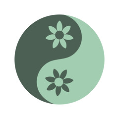 Yin and yang with flower symbol.