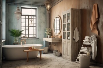 Rustic bathroom interior background