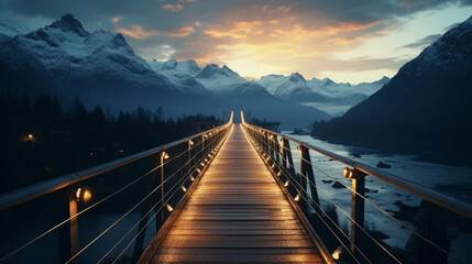 bridge over the lake at night