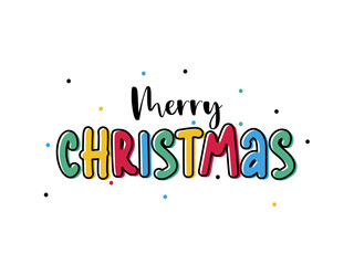 Hand draw Merry Christmas colorful holiday vector illustration
