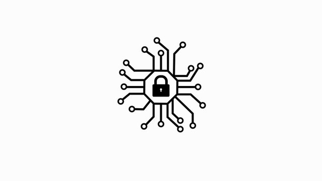 Network security padlock icon animation, safety concept, closed padlock data protection sign. k1_1998