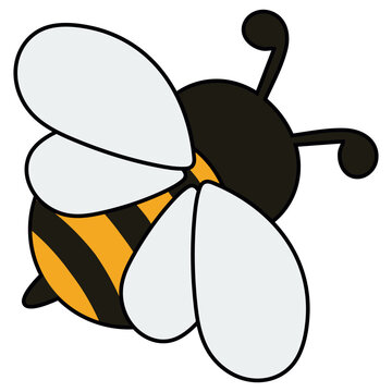 Lovely simple design of a yellow and black bee on a white background.
