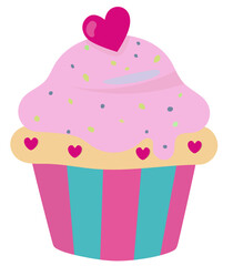 Cupcake vector illustration isolated on white background, cupcake clip art.