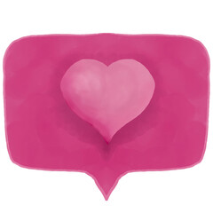 Watercolor speech bubbles and hearts