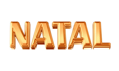 Natal Lettering 3D Gold - Letras 3D