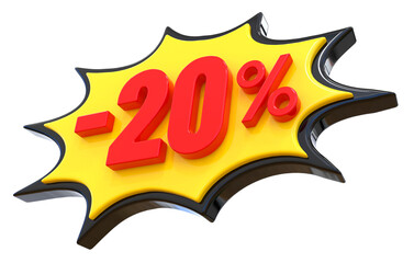 Sticker 20 Discount Sale 3d