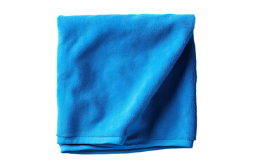 Blue towel isolated on white background, top view