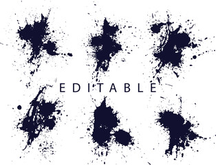 Handmade black paint blood splash vector collection
