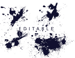 Collection of black bleeding ink splatter