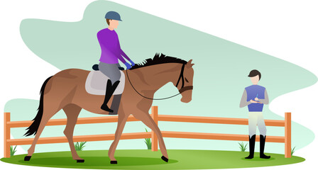 check and test race horses before competing vector illustration, training horses for horse racing, vet checking maide horse