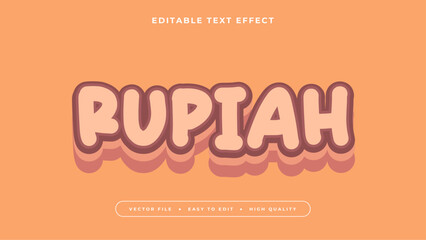 Editable text effect. Beige rupiah text on pastel background.