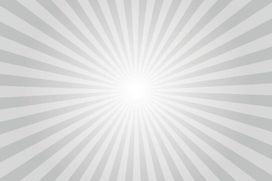 Sunlight abstract background. Silver Grey color burst background. Vector illustration. Sun beam ray sunburst pattern background. Retro silver backdrop