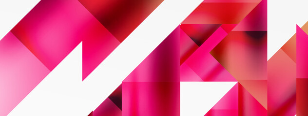 Vivid abstraction unfolds. Triangles in seamless harmony, composing dynamic geometric backdrop. Interplay of angles and hues forms captivating tapestry, evoking modernity and artistic allure