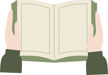 Hand holding quran vector flat illustration
