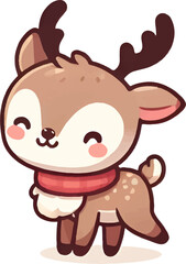 Fototapeta premium christmas reindeer. Merry Christmas watercolors cute reindeer on white background