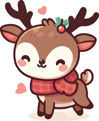 christmas reindeer. Merry Christmas watercolors cute reindeer on white background
